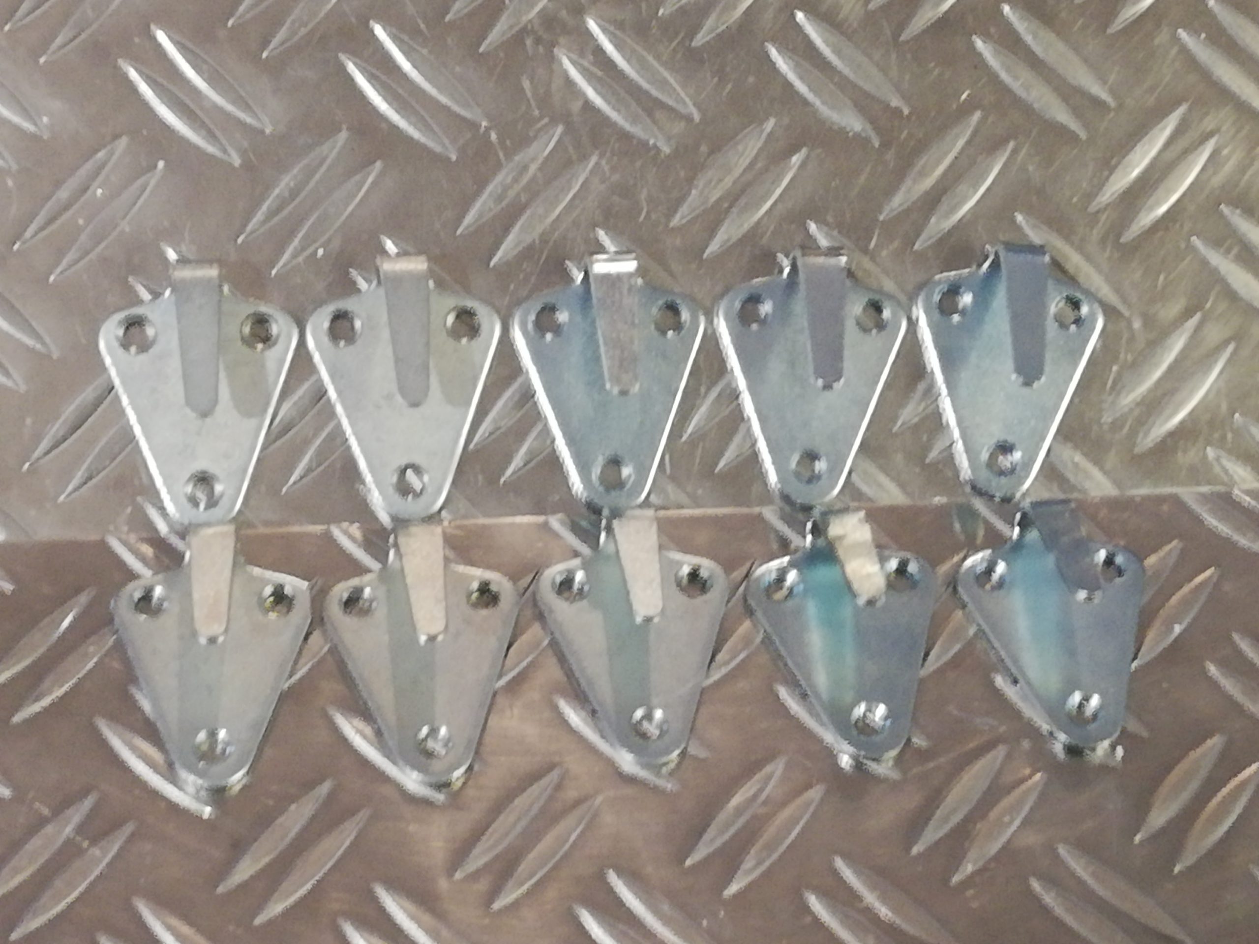 10 x Dreilochhaken, Dreiloch Planen haken, 40 × 45 mm, Stahl, verzinkt NEU OVP – Bild 5